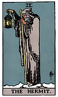 "RWS_Tarot_09_Hermit.jpg" by User:Nosferattus