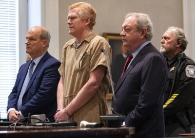 Alex on trial with his defense team.