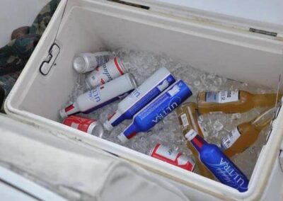 Evidence photo of the cooler of beers on the boat.