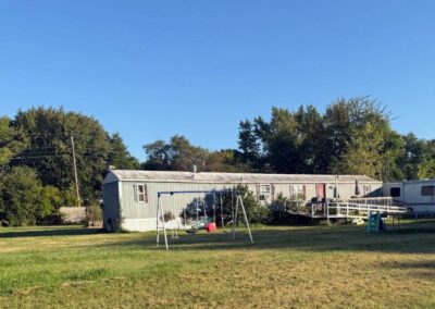 A 2025 photo shows the exterior of the trailer where Jessica lived and was fatally attacked.