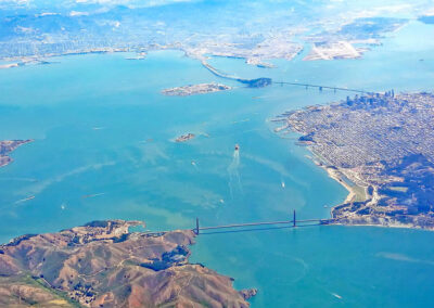 Aerial photo of San Francisco and Oakland.